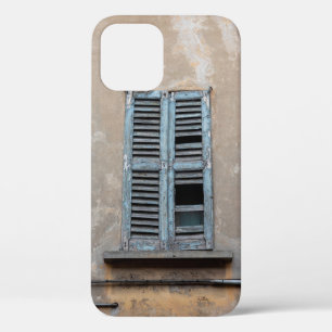 Old ruined wooden window of old houseancient,antiq iPhone 12 case