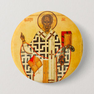 Old Russian icon of St.Nicholas 7.5 Cm Round Badge