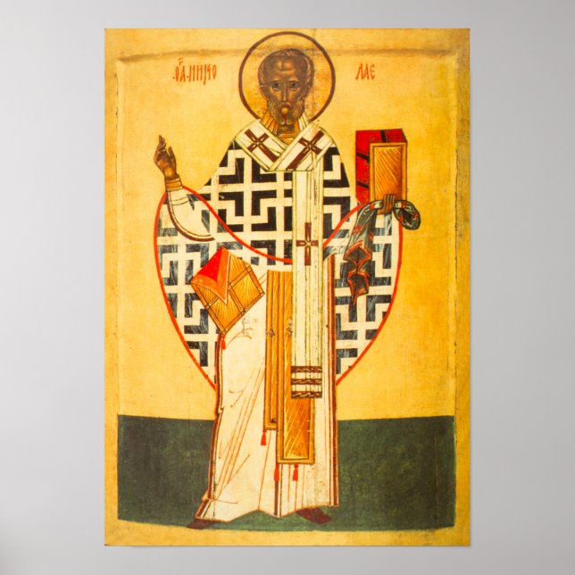 Old Russian icon of St.Nicholas Poster (Front)