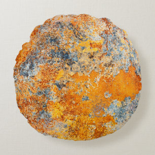 Old rust texture. Grunge rusted metal background. Round Cushion