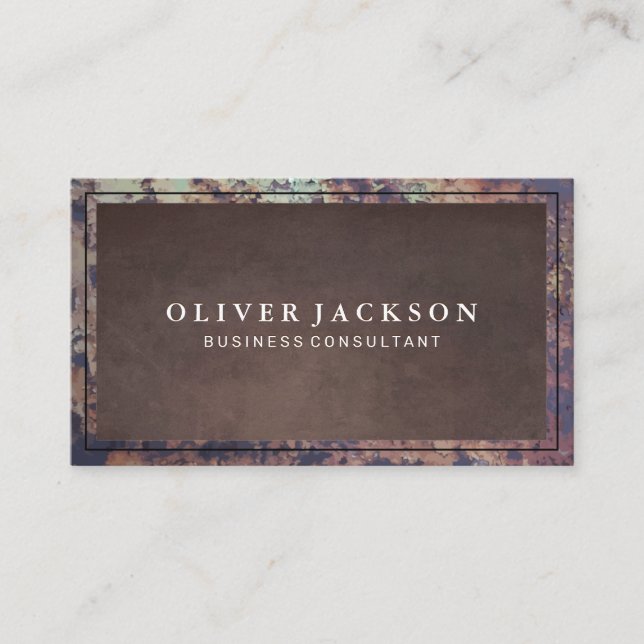 Old Rusted Metal Border Business Card (Front)