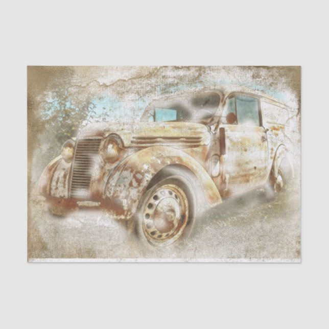 Old Rusted Renault Juvaquatre Van Decoupage Tissue Paper (Front)
