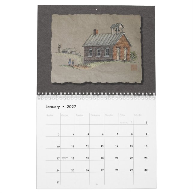 Old Rustic Buildings Calendar (Jan 2027)