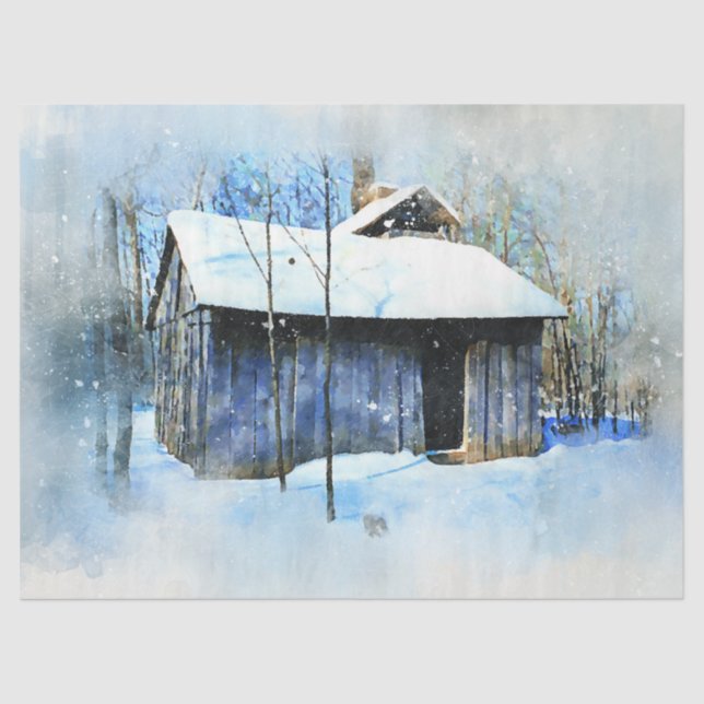Old Rustic House landscape Decoupage Wall Art Tissue Paper (Front)