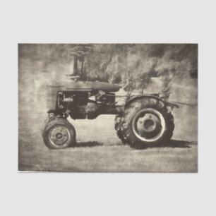 Old Rustic Sepia Vintage Country Farm Tractor Tissue Paper