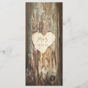 Old Rustic Tree Heart Wedding Programs Programme