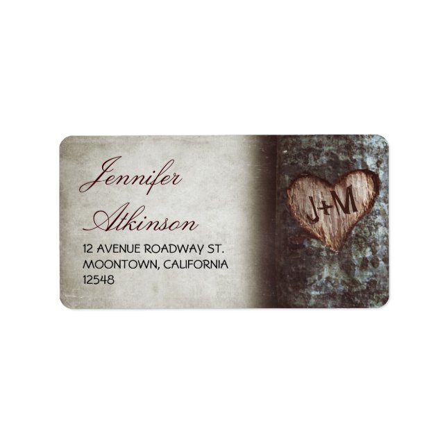 old rustic tree wedding address labels (Front)