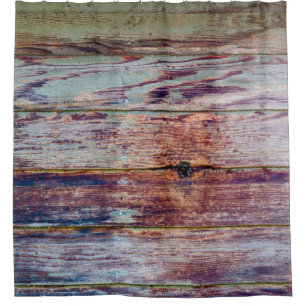 Old, rustic wood wall of an abandoned buildingweat shower curtain