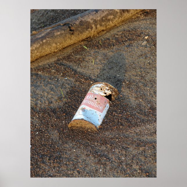 Old Rusty Beer Can along the Mississippi River Poster (Front)
