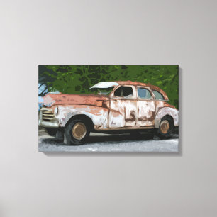 Old Rusty Broken Down Car Canvas Print