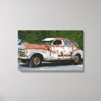 Old Rusty Broken Down Car Canvas Print