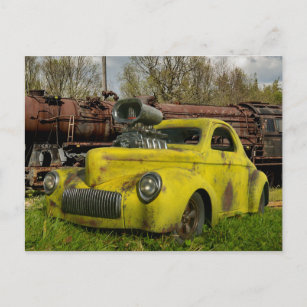  Old Rusty Hotrod 1941 Coupe Rat Rod   Postcard