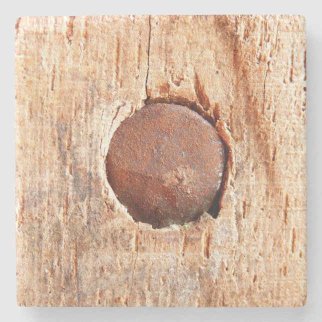 Old Rusty Nail Marble Stone Coaster (Front)