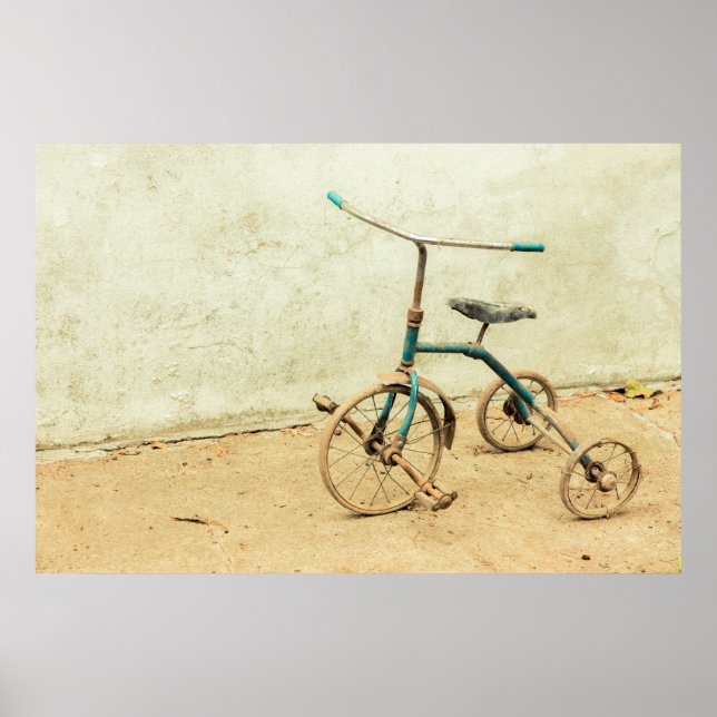 Old Rusty Rickety Tricycle Retro Poster (Front)