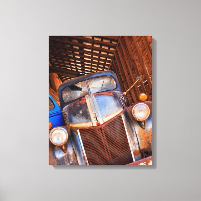 Old rusty truck on a farm canvas print (Front)