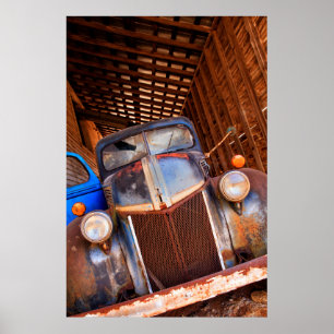 Old rusty truck on a farm poster