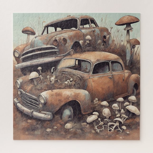 Old Rusty Vintage Cars and Mushrooms  Jigsaw Puzzle (Vertical)