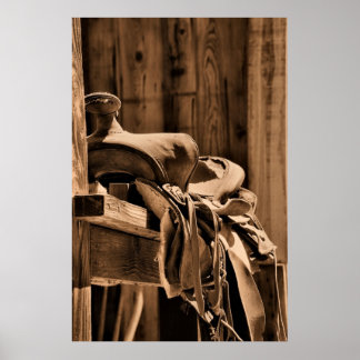 Old Saddle Canvas Poster