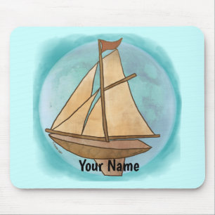 Old Sailboat custom name Mouse Pad