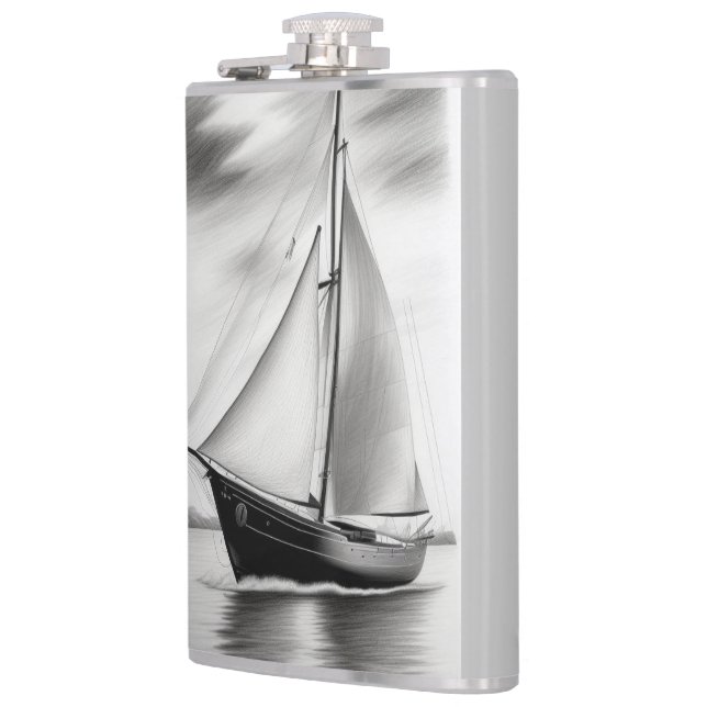 Old Sailboat Hip Flask (Left)