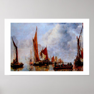 OLD SAILING BOATS AT SEA POSTER