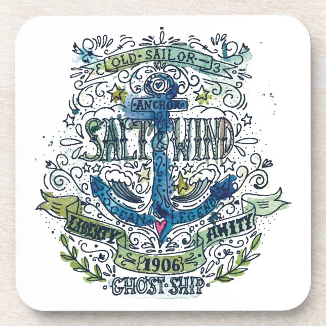 Old Sailor Anchor Poster Coaster (Front)