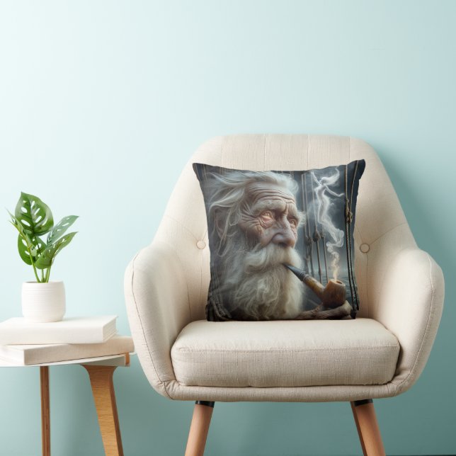 Old Sailor Smoking a Pipe Cushion (Chair)