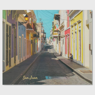 Old San Juan Cobblestone Street Photography Wrapping Paper