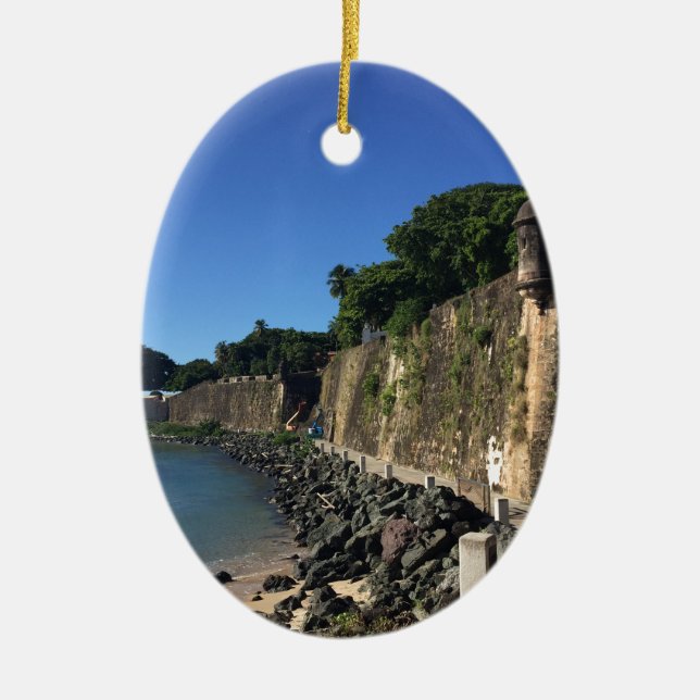 Old San Juan Historical Site Ceramic Tree Decoration (Front)