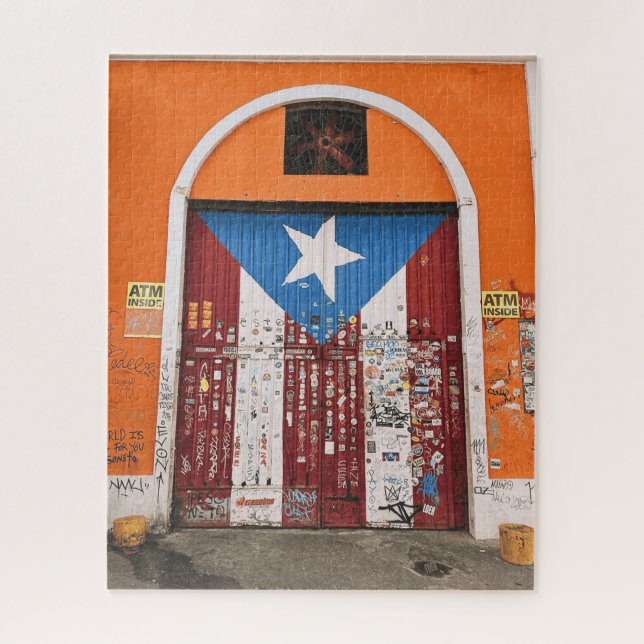Old San Juan Puerto Rican Flag Street Art Door Jigsaw Puzzle (Vertical)