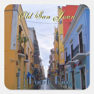 Old San Juan Puerto Rico Colourful Houses Square Sticker