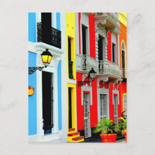 Old San Juan - Vibrant Row Houses dot the streets Postcard