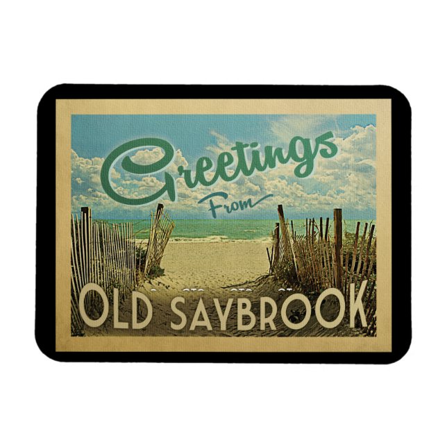 Old Saybrook Beach Vintage Travel Magnet (Horizontal)