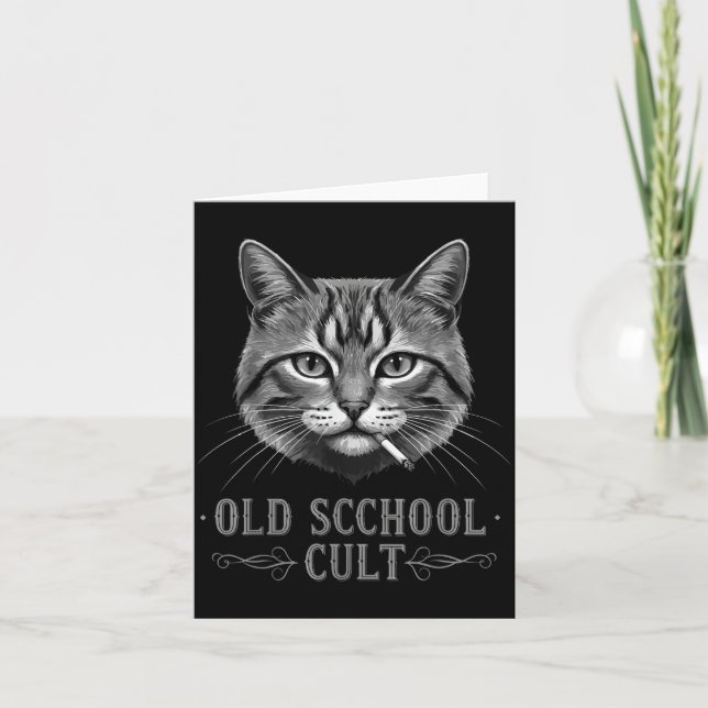 Old Scchool Cult Funny Cat For Cool People And - F Card (Front)