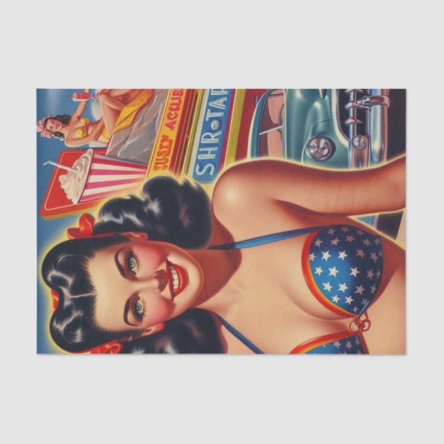 Old School 1950s Girl Tissue Paper (Front)