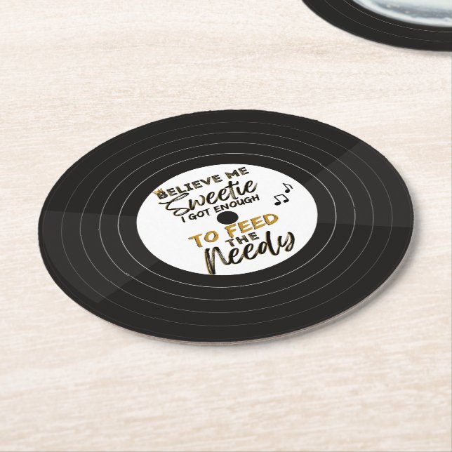 Old School 90's Hip Hop Birthday/Baby Shower  Round Paper Coaster (Angled)