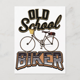Old School Biker cyclist Postcard