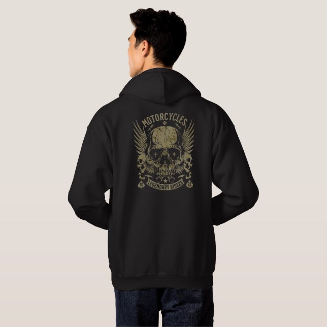 Old School Biker Emblem Custom Motorcycle Hoodie (Back Full)