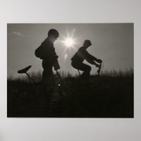 Old school BMX print, Silhouette, Two Subjects