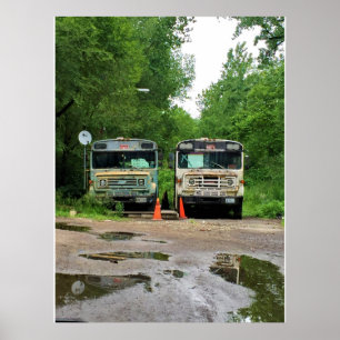 Old School Buses Photo Poster