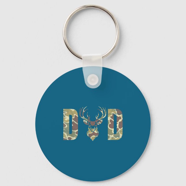 Old School Camo Dad Hunting Key Ring (Front)