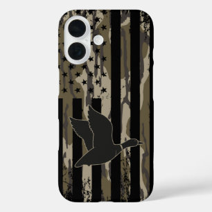 Old School Camo Duck Hunting American USA Flag iPhone 16 Case