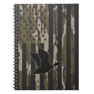 Old School Camo Duck Hunting American USA Flag Notebook