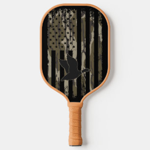 Old School Camo Duck Hunting American USA Flag Pickleball Paddle