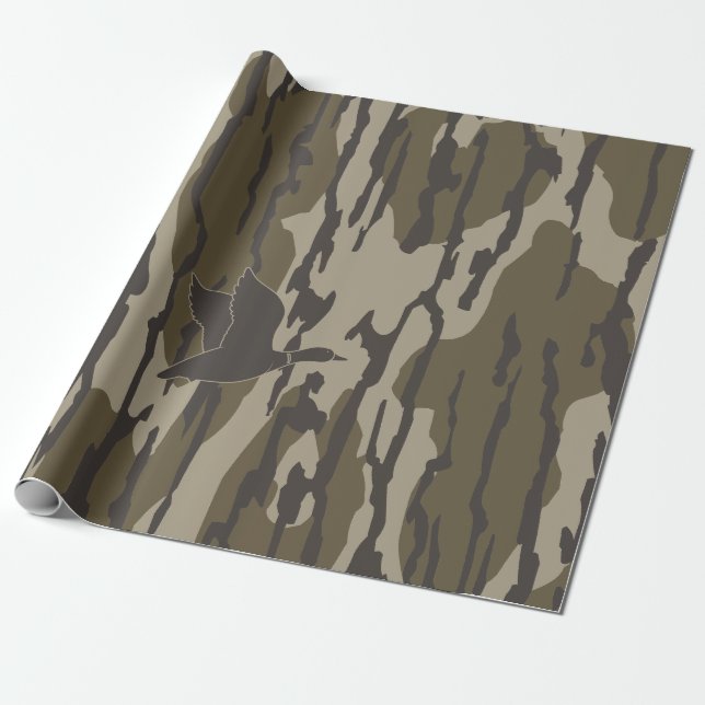 Old School Camo Duck Hunting Wrapping Paper (Unrolled)