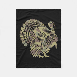 Old School Camo Turkey Hunting Thankgiving Gift  Fleece Blanket