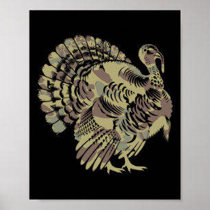 Old School Camo Turkey Hunting Thankgiving Gift Poster