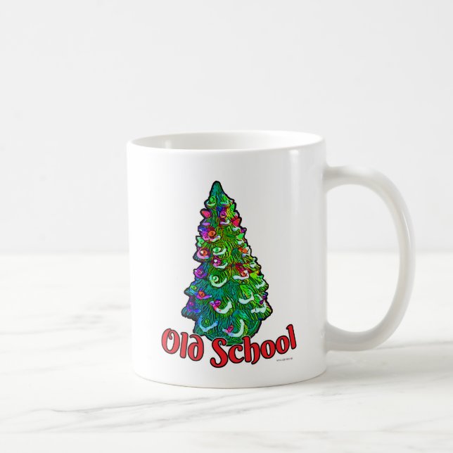 Old School Christmas Ceramic Fun Tree Saying Coffee Mug (Right)