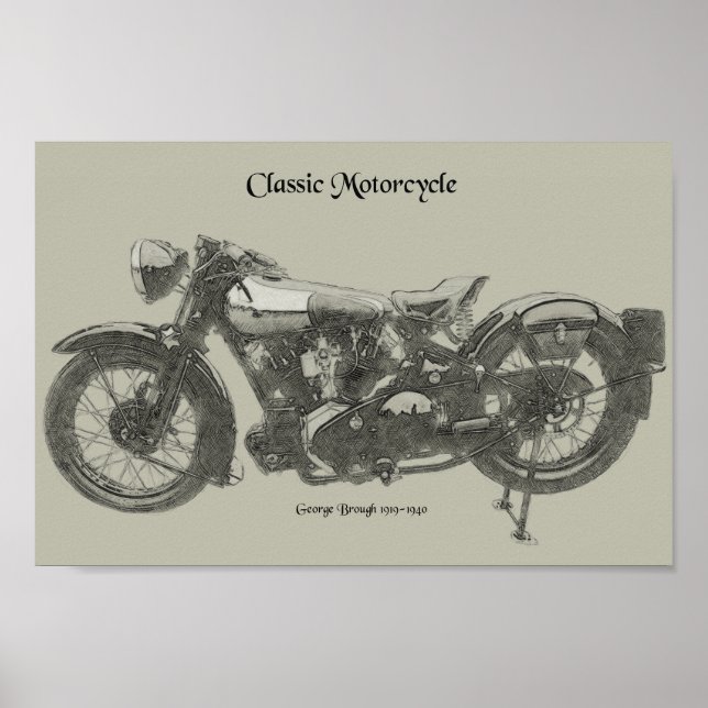 Old School classic motorcycle 1920s  Poster (Front)