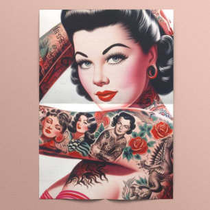Old School Cute Tattoo Pin-up Tissue Paper